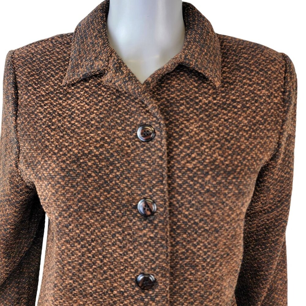 Vintage 90s Softshell Jacket Women Medium Brown Black Blazer Work Office 8 10 M - Picture 7 of 14